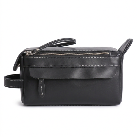 The Anders Dopp Kit | Black Leather Toiletry Bag