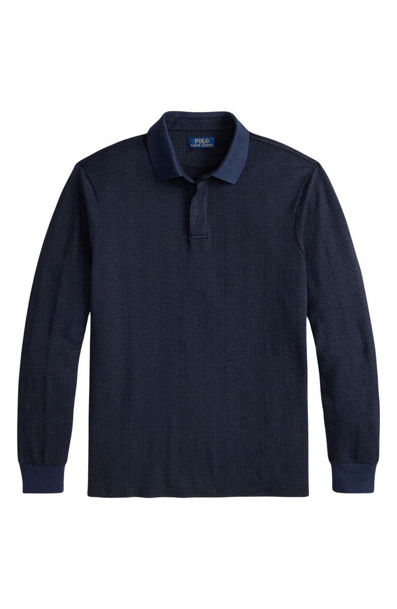 Polo Ralph Lauren Classic Fit Glen Plaid Long Sleeve Cotton Polo, Alternate, color, Jacquard Medieval Blue
