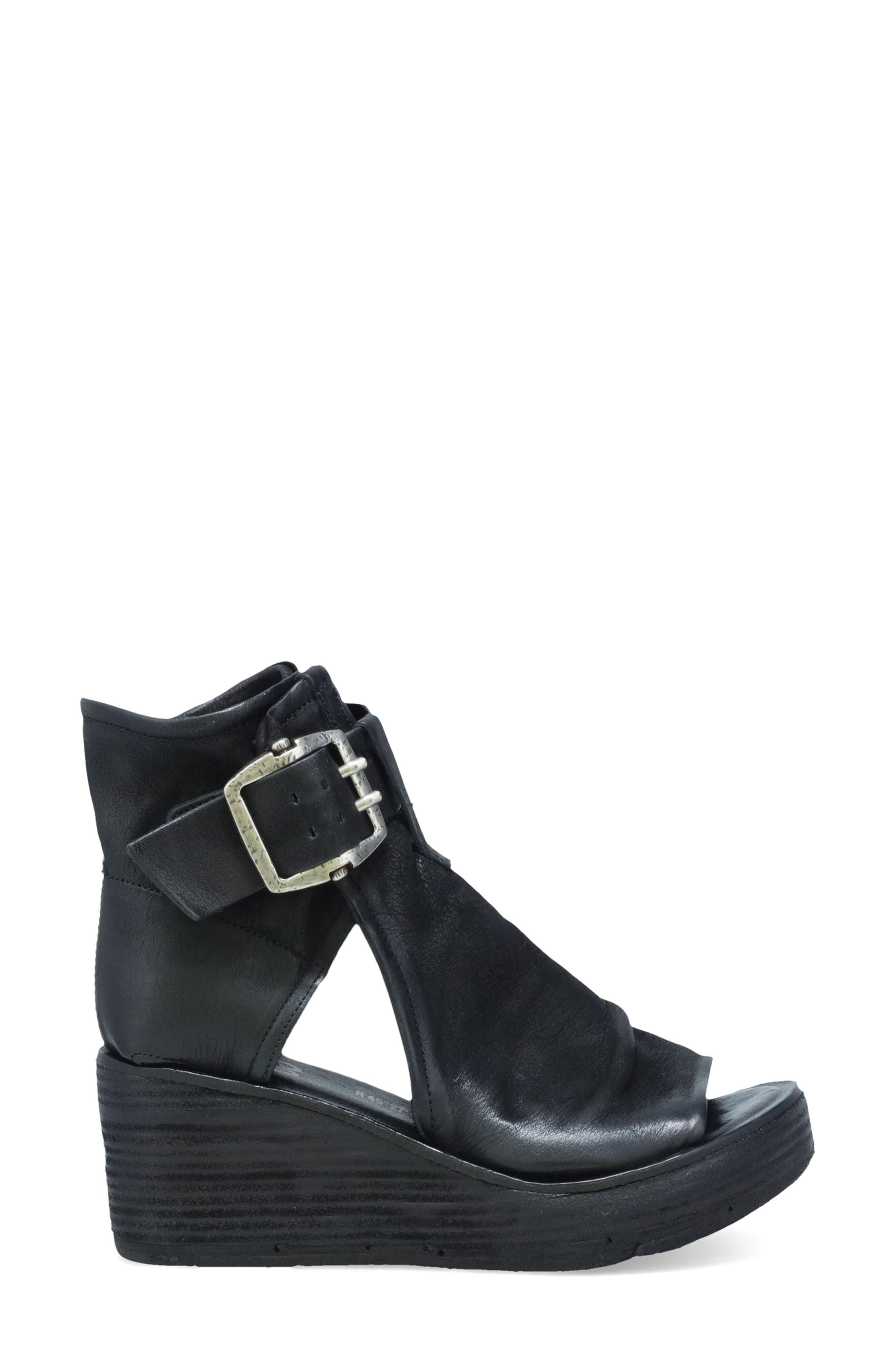 A.S.98 Naya Wedge Sandal, Alternate, color, Black Black