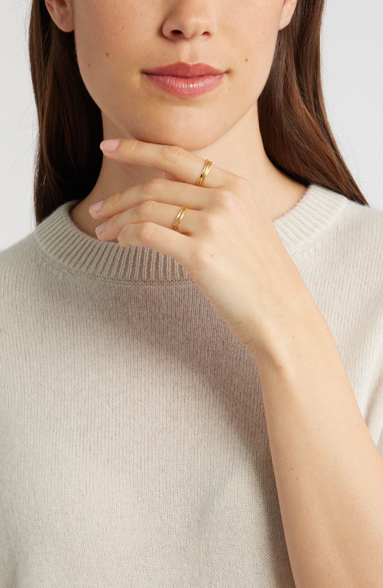 Nordstrom Set of 5 Demi Fine Stacking Rings, Alternate, color, 14K Gold Plated