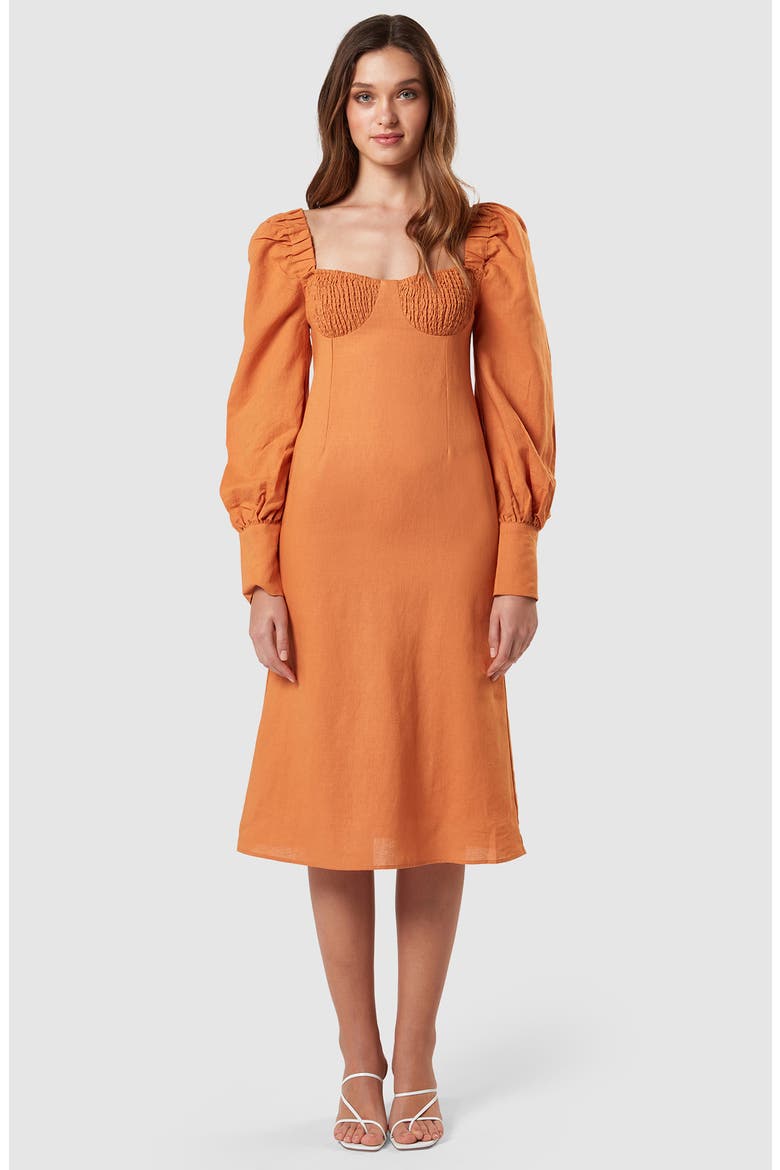 Sienna Long Sleeve Midi Dress, Alternate, color, MOCHA