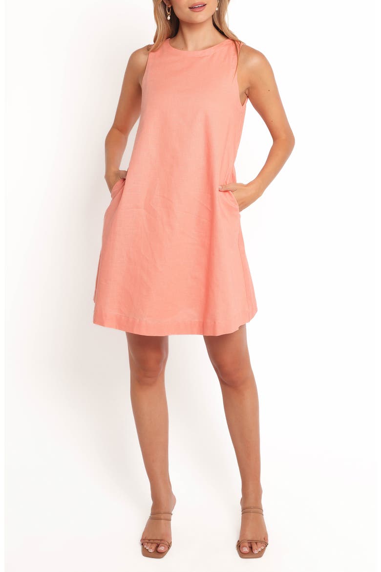 Priyanka Sleeveless Cotton & Linen Dress, Main, color, PEACH