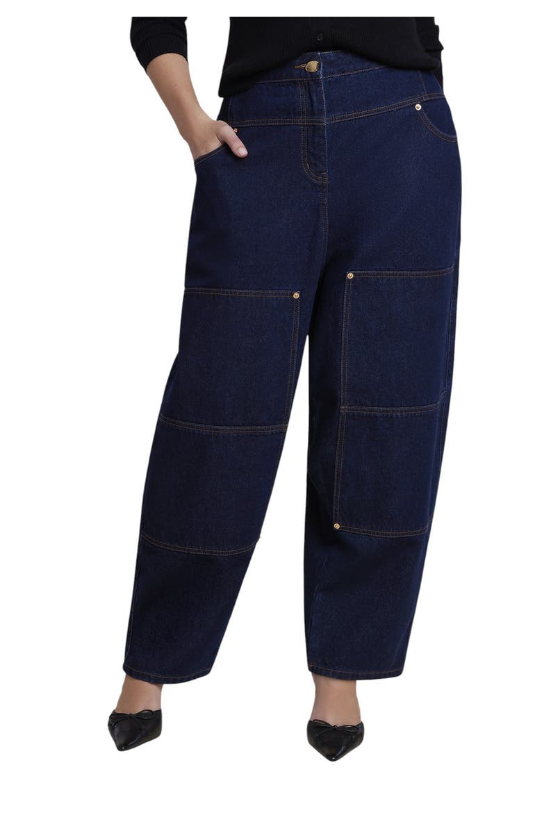High Rise Pocket Barrel Jean (plus), Main, color, DARK RINSE