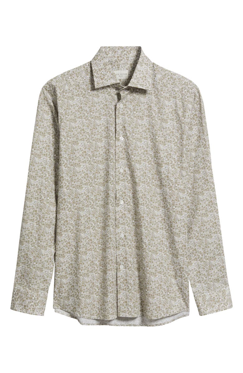 Jack Victor Lincoln Floral Stretch Cotton Button-Up Shirt, Alternate, color, Sage