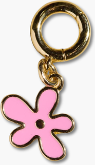 Nickel & Suede Flower Charm