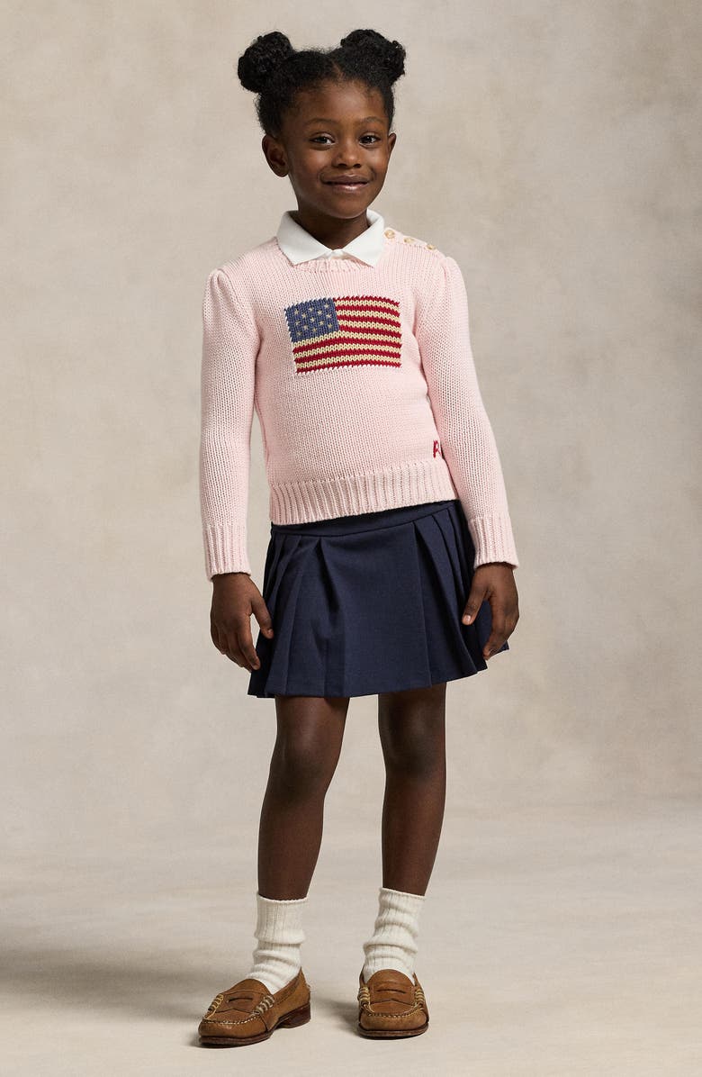 Polo Ralph Lauren Kids' Flag Intarsia Cotton Sweater, Alternate, color, Acacia Pink