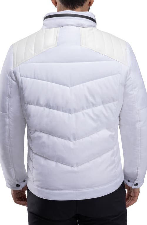 X-ray Xray Faux Leather Trim Puffer Jacket In White