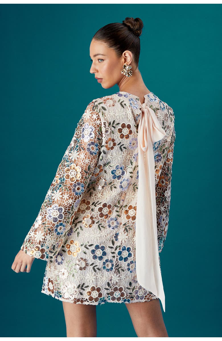 Coast Muse Embellished Flare Sleeve Mini Dress, Alternate, color, 