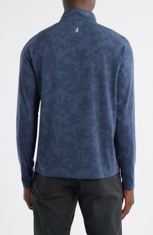 Johnnie-o Viktor Waffle Camo Print Quarter Zip Pullover In Blue