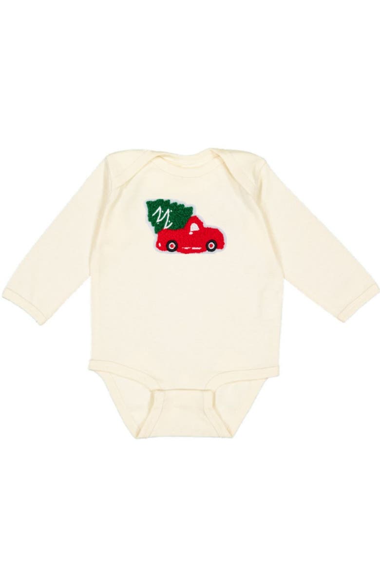 Sweet Wink Christmas Truck Patch Long Sleeve Bodysuit, Main, color, 