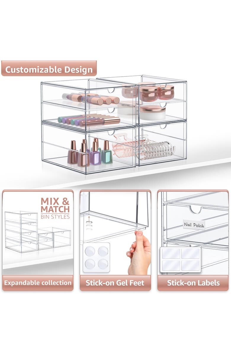 SORBUS Set of 2 Cosmetics Makeup & Jewelry Storage Case Display, Alternate, color, Clear