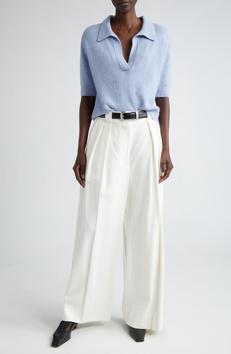 Khaite Rico Pleated Wide Leg Pants, Alternate, color, 