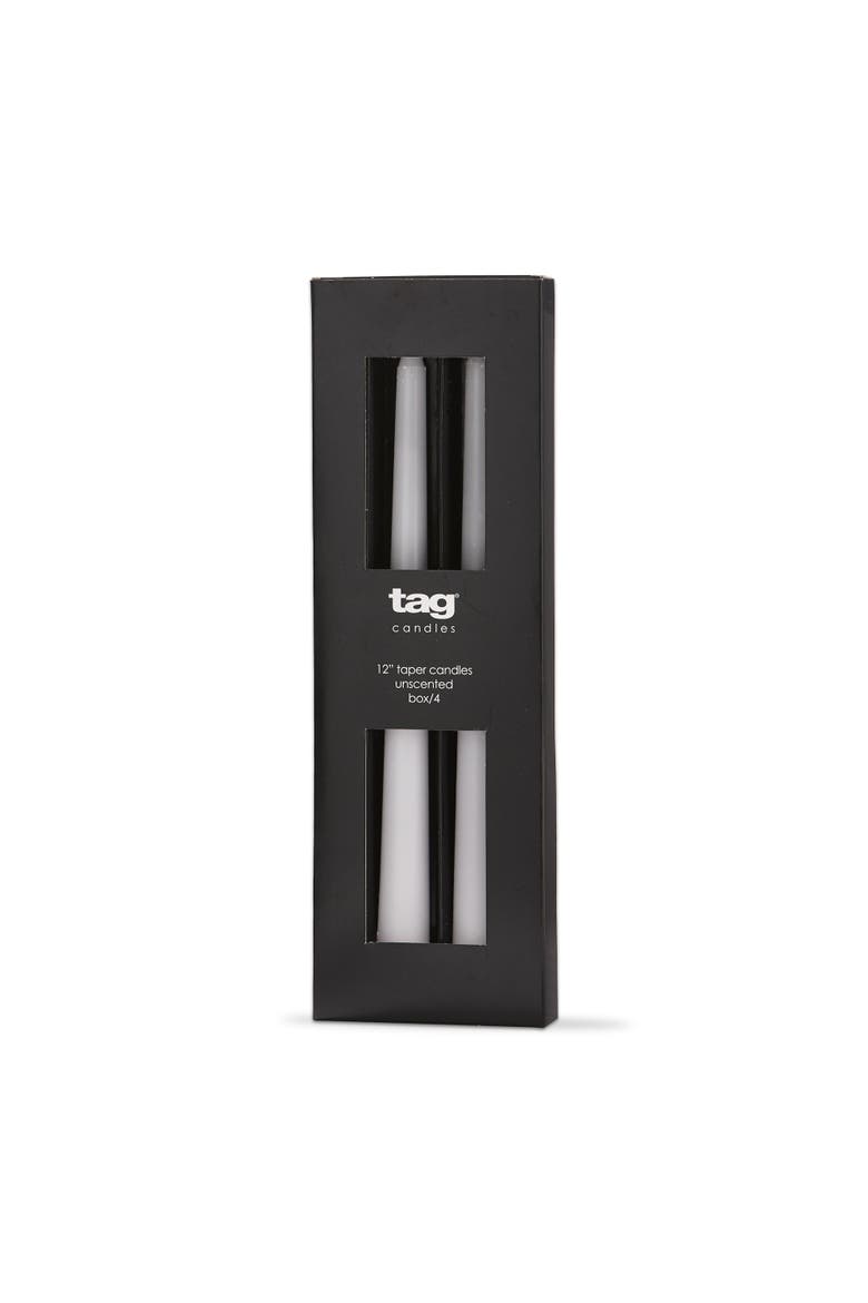 Color Studio Traditional Taper Unscented Candle Set of 4, Main, color, White