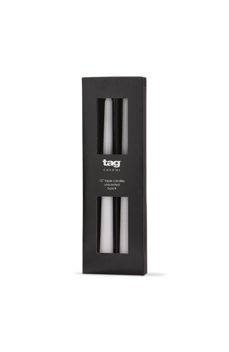 tag Color Studio Traditional Taper Unscented Candle Set of 4, Main, color, White