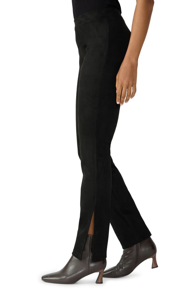 Abbey Slit Hem Faux Suede Pants, Alternate, color, BLACK