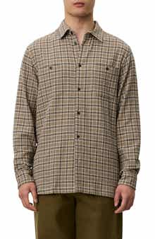 Les Deux John Check Stretch Organic Cotton Blend Shirt