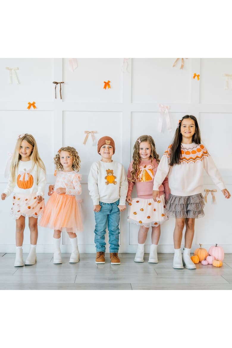 Pumpkin Sequin Patch Sweatshirt, Alternate, color, Dusty Rose
