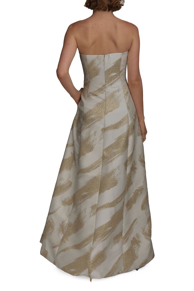 Strapless Fit & Flare Gown, Alternate, color, CREAM/GOLD