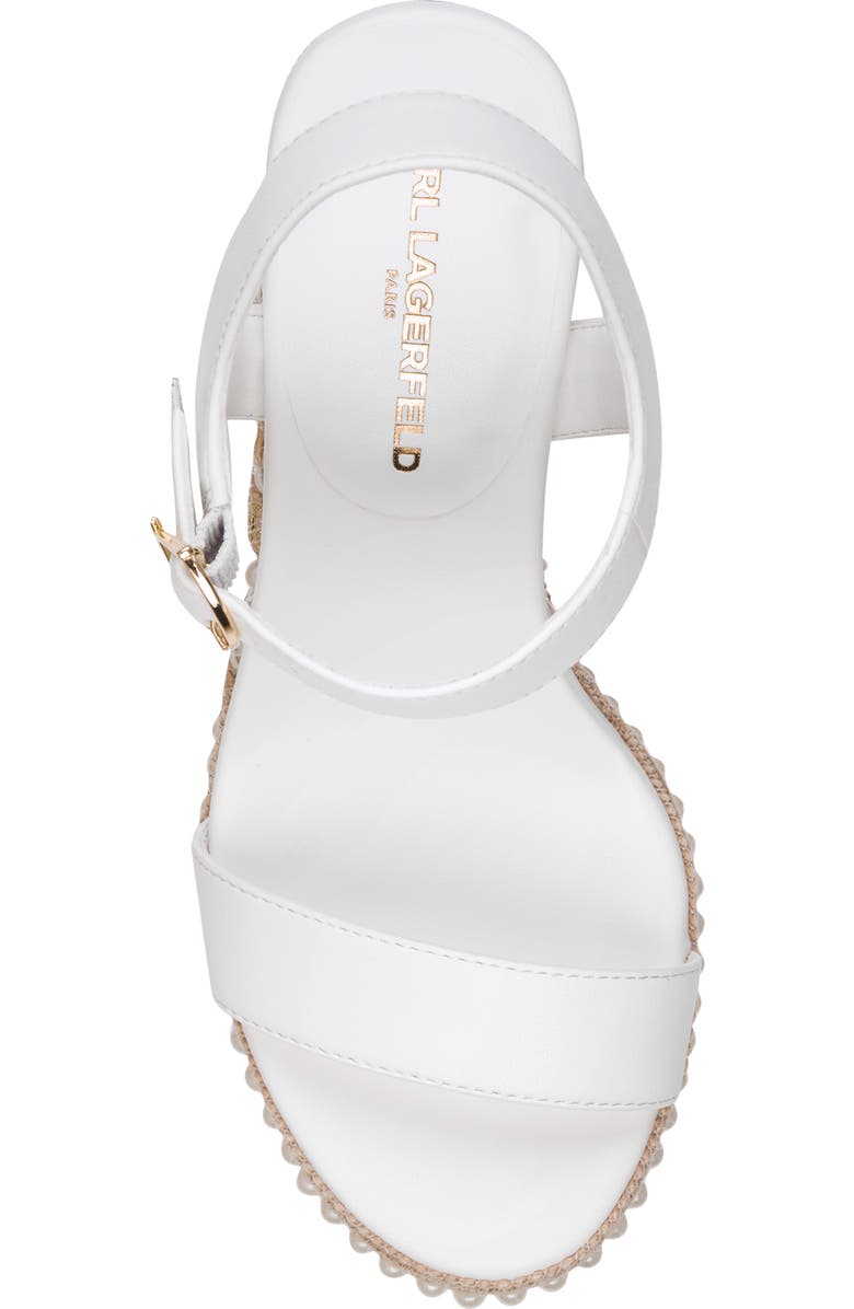 KARL LAGERFELD PARIS Calzona Embellished Espadrille Wedge Sandal, Alternate, color, Bright White