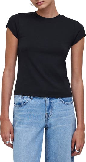 メイドウェル Madewell Supima Rib Tee レディース シャツ トップス True Black Madewell Supima® Cotton Rib T-Shirt | Nordstrom