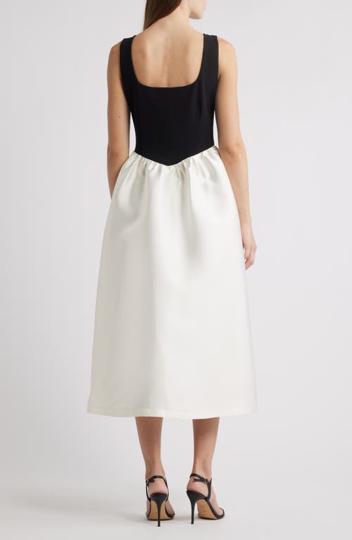 Julia Jordan Mix Media Scuba & Crepe Midi Dress