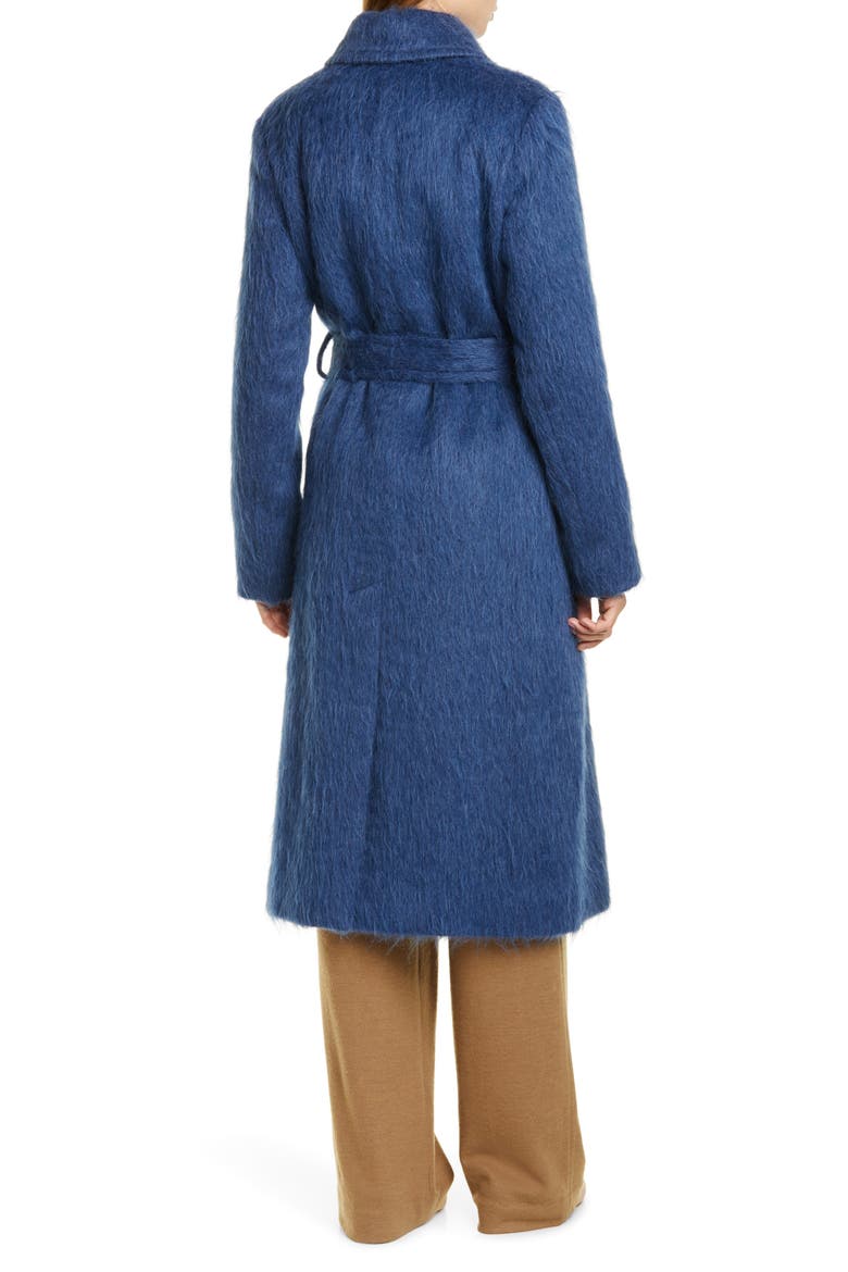 Tie Waist Wool Blend Coat, Alternate, color, DARK AZURITE