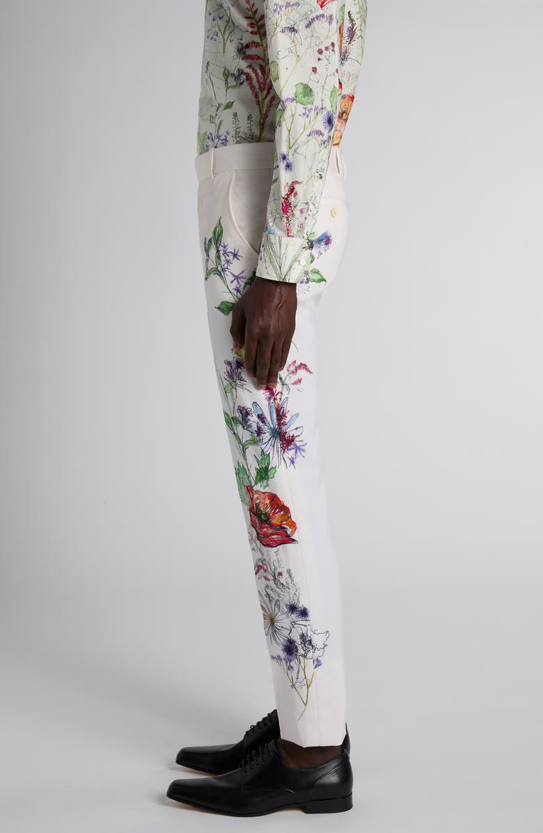 McQueen Floral Wool Cigarette Trousers, Alternate, color, Multicolour