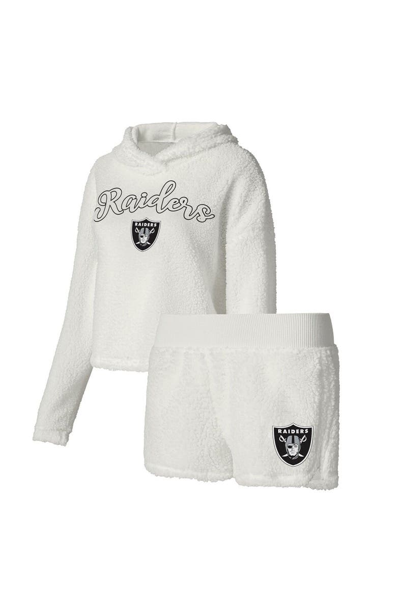 CONCEPTS SPORT Women
s Concepts Sport White Las Vegas Raiders Fluffy Pullover Sweatshirt
Shorts Sleep Set, Main, color, White