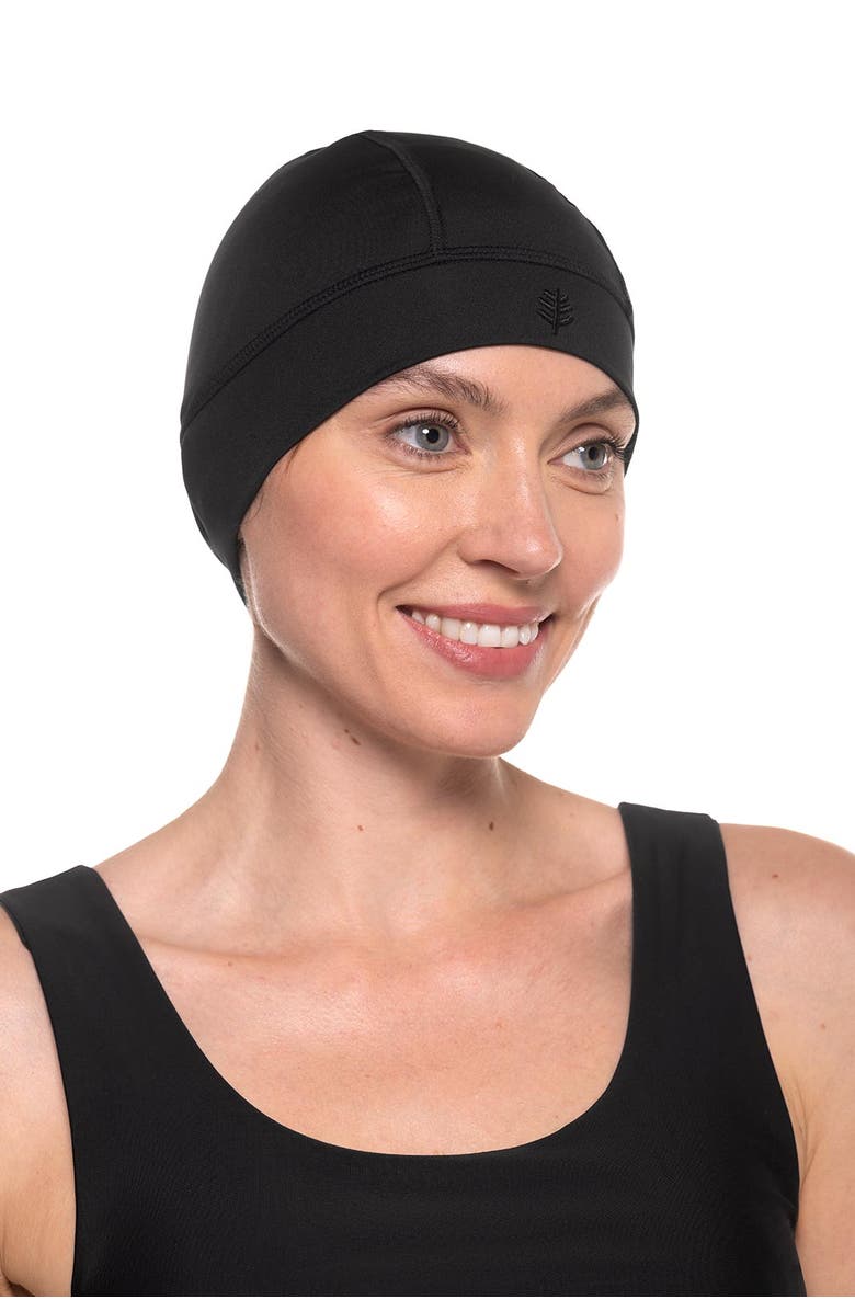 Coolibar Unisex Aqua Sun Skully Cap - UPF 50+ Sun Protection - LumaLeo, Alternate, color, Black