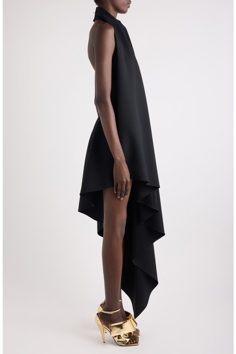 Wool Asymmetric Halter Dress, Alternate, color, BLACK