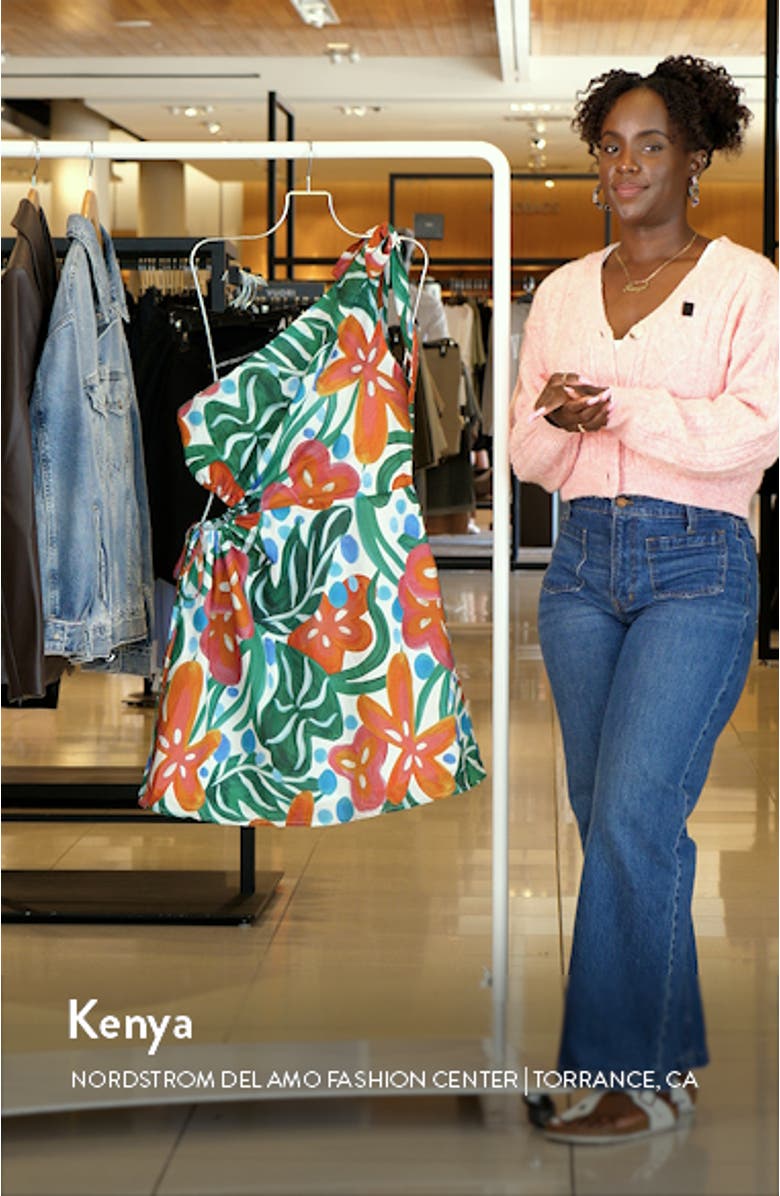 Arwan Floral Cutout One-Shoulder Minidress, sales video thumbnail