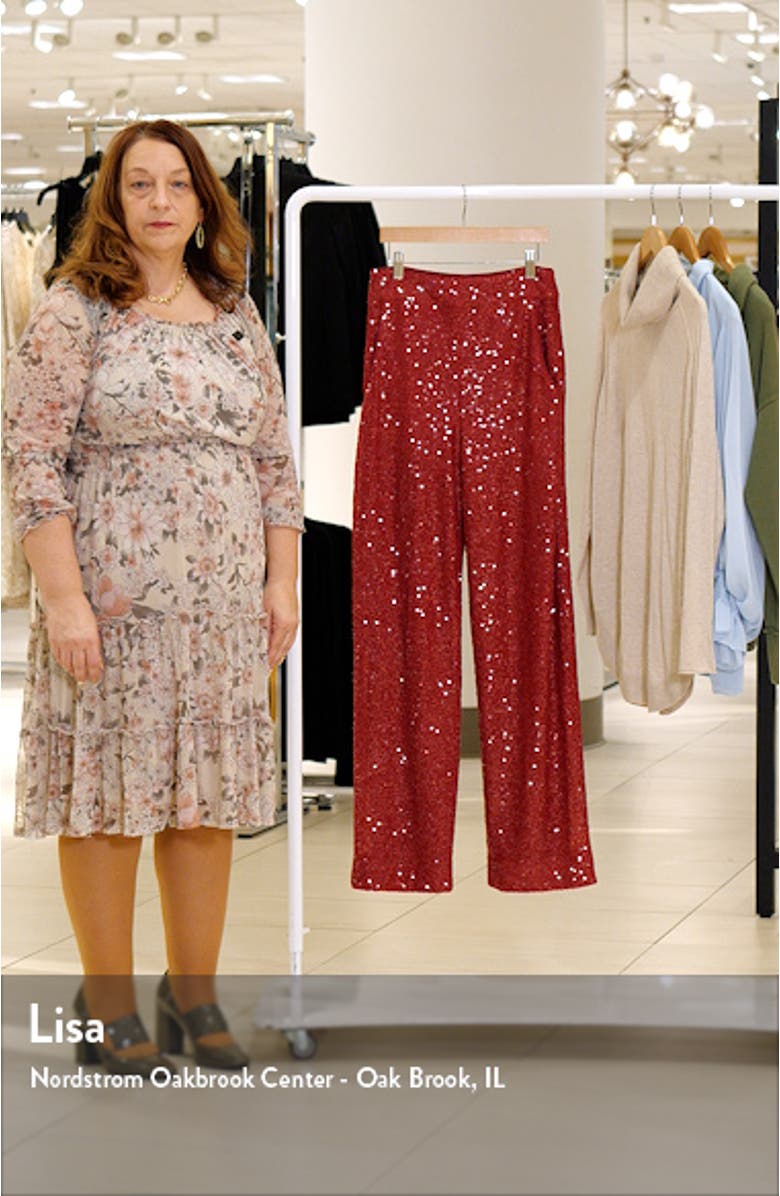 Sequin High Waist Wide Leg Pants, sales video thumbnail