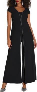 Joseph Ribkoff Rhinestone Detail Wide Leg Jumpsuit
