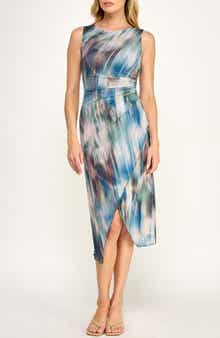 Mesh Fit & Flare Midi Dress