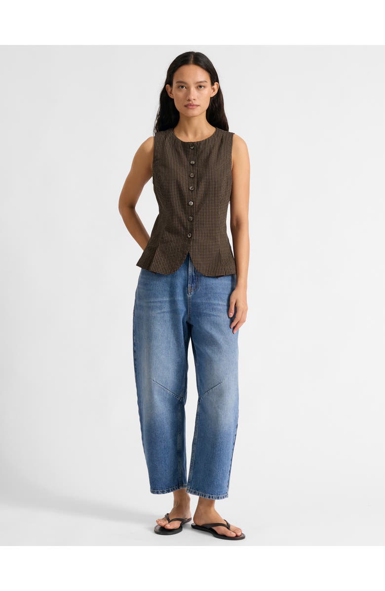 Albaray Gingham Waistcoat, Alternate, color, Chocolate