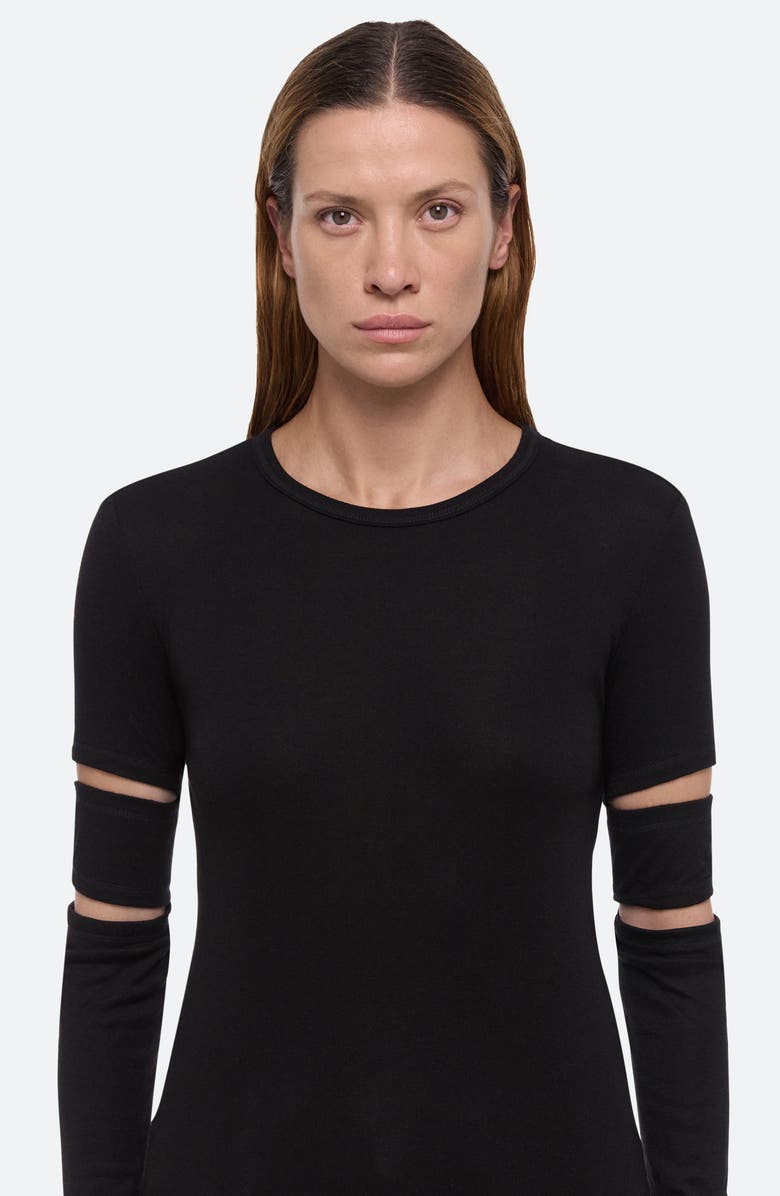 Helmut Lang Slash Sleeve Pima Cotton Blend Knit Top, Alternate, color, 