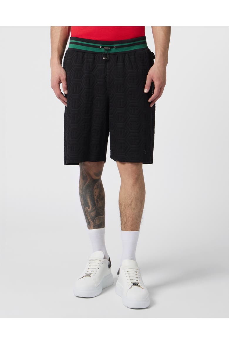 Tracksuit Shorts Jacquard Monogram Men, Main, color, black