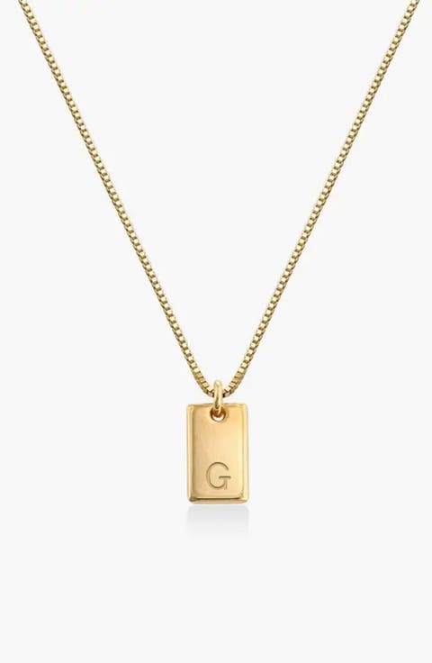 Willow Initial Tag Necklace - 18K Gold Plated Silver