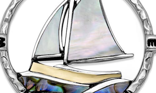 Samuel B. Two-tone Abalone & Mother-of-pearl Sailboat Pendant In Silver Multi