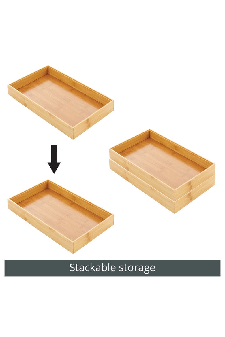Stackable 15" Long Wooden - Drawer Organizer - 2 Pack, Natural Wood, Alternate, color, Natural