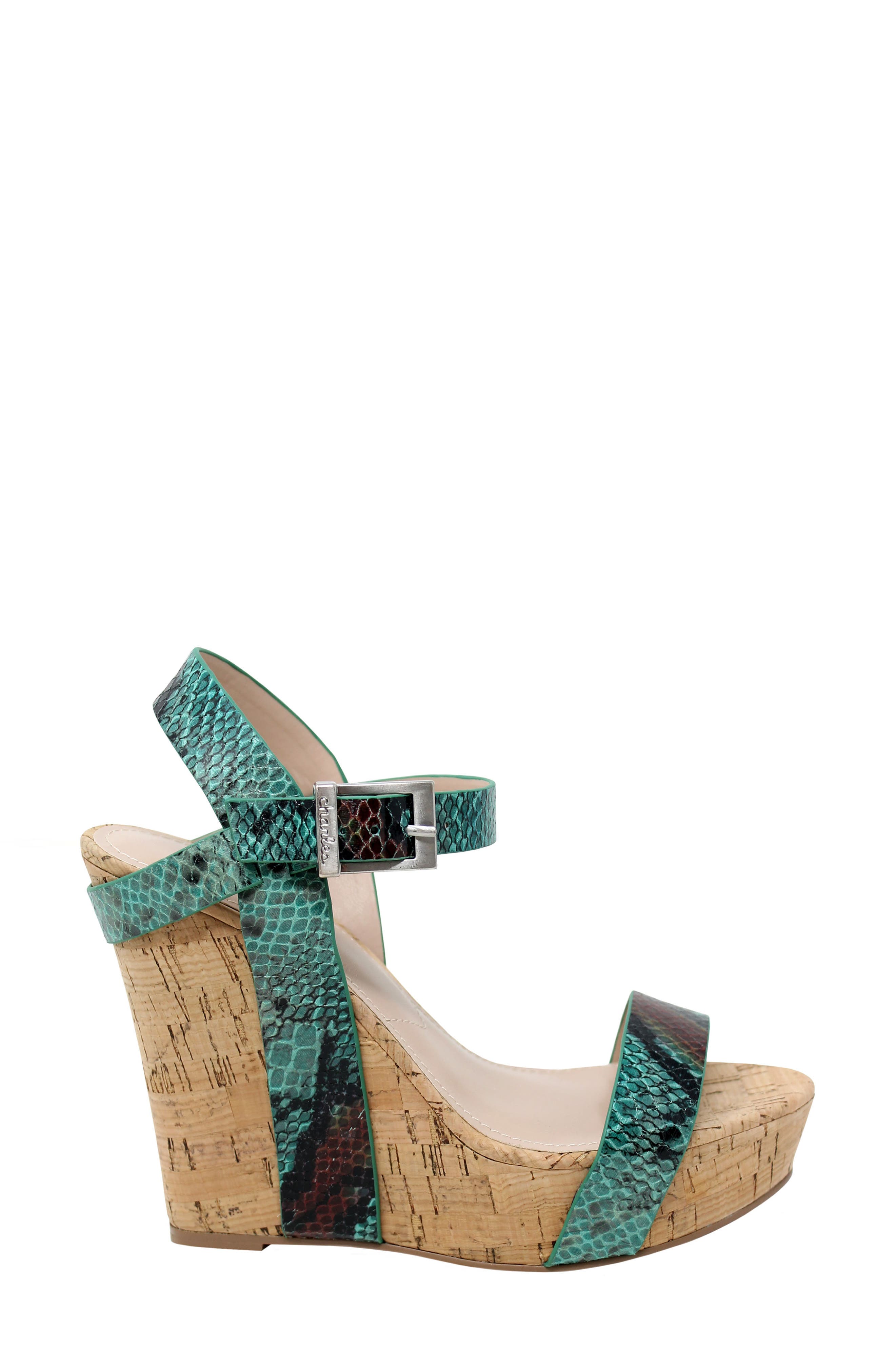 Army Wedge Sandal, Alternate, color, TURQUOISE/ BROWN FAUX LEATHER