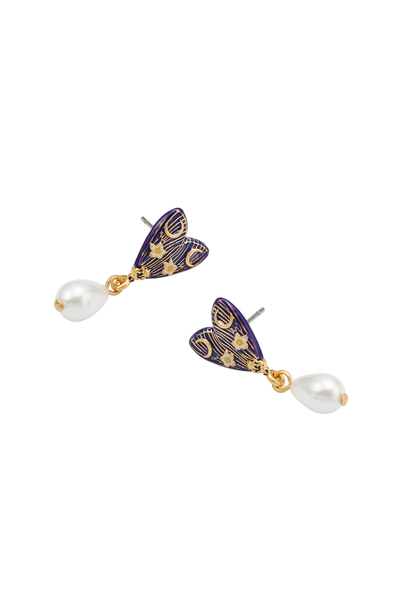 Jasmine Moon Butterfly & Pearl Earrings, Alternate, color, Gold