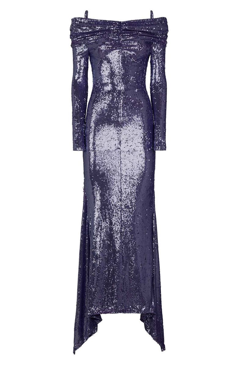 The Attico Fanny Cold Shoulder Long Sleeve Sequin Gown, Alternate, color,