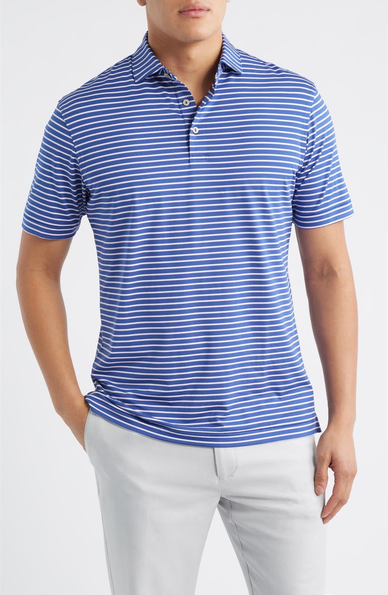 Peter Millar Dunnes Stripe Performance Jersey Polo, Main, color, Sport Navy