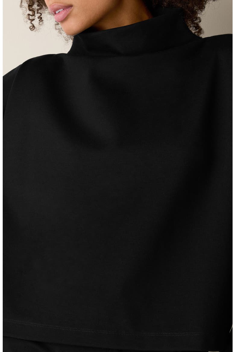 Boxy Funnel Neck Top, Alternate, color, BLACK