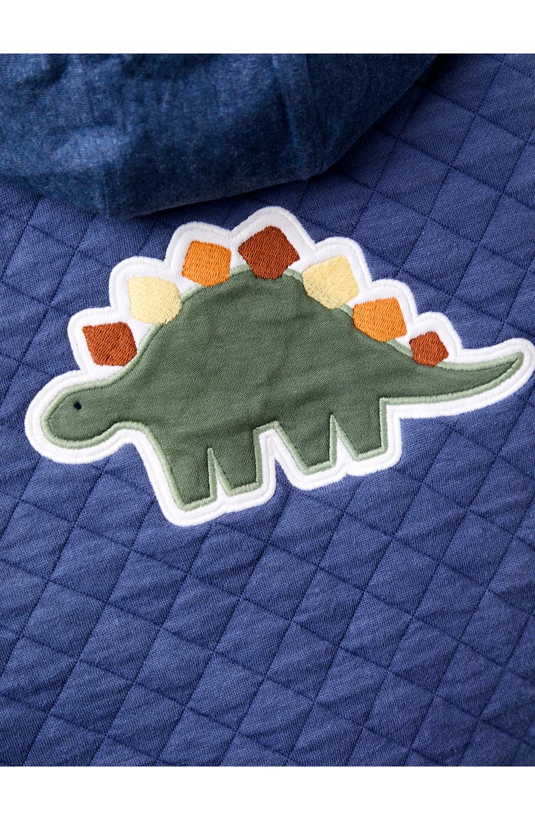 JOJO MAMAN BEBE Kids' Dinosaur Appliqué Hooded Bomber Jacket, Alternate, color, Indigo