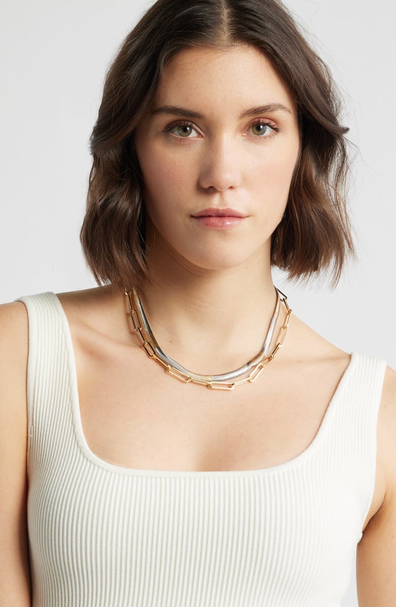 Nordstrom Layered Chain Necklace, Alternate, color, Rhodium- Gold