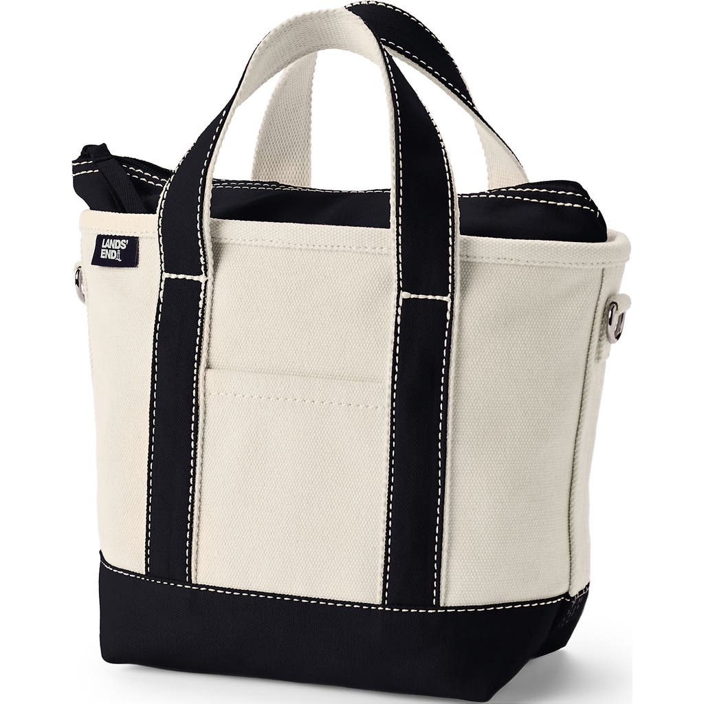 Lands' End Medium Natural 5 Pocket Open Top Canvas Tote Bag