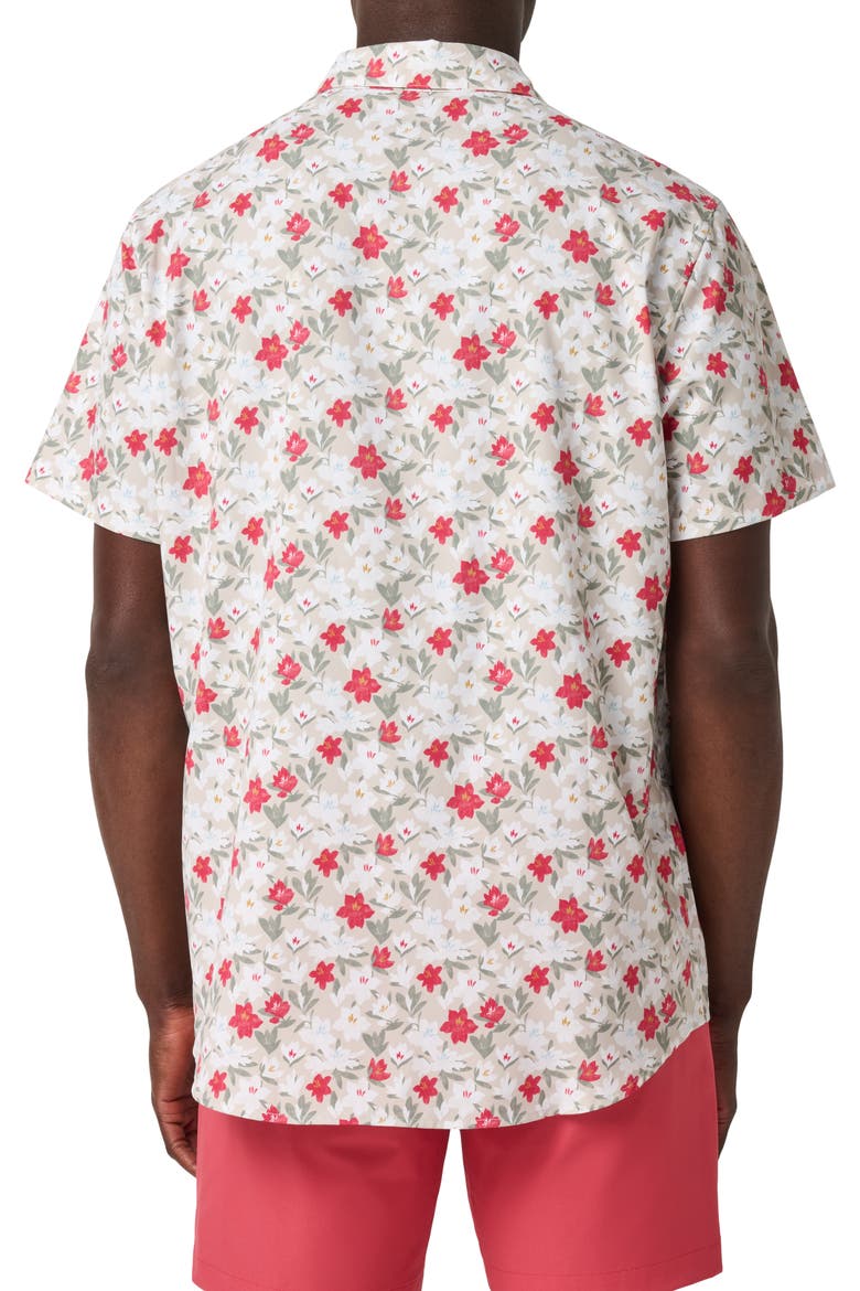Techwoven Fairway Floral Short Sleeve Performance Button-Up Shirt, Alternate, color, ITALIAN SAND
