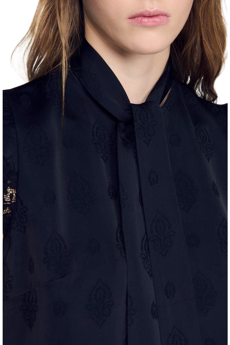 Paisley jacquard crop top, Alternate, color, Black